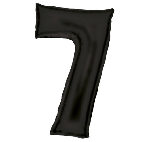 Large black foil balloon shaped as number 7, measuring 53cm wide and 89cm high, perfect for celebrations.