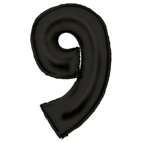 Large Number 9 Silk Lustre Black Foil Balloon 57cm w x 91cm h