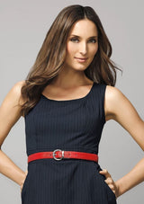 Ladies Leather Reversible Belt in red with muted snake skin texture and classic black side, ideal for versatile styling.