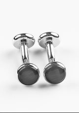 Unisex black cufflinks with gemstone accents, designed by Biz Collection for formal occasions, suitable for all shirt types.