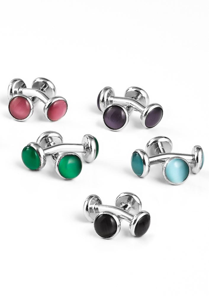 Unisex Melon cufflinks featuring vibrant stone, crafted from plated copper, perfect for enhancing any outfit.