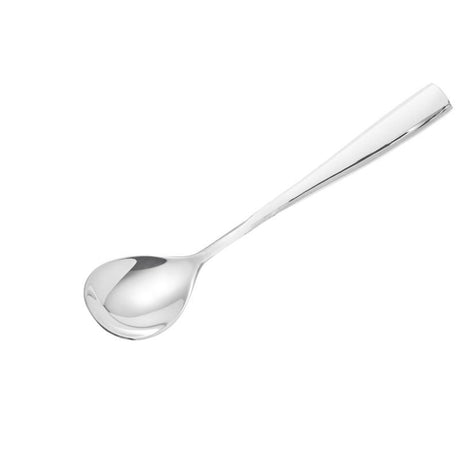 Wilkie Brothers Hartford Fruit Spoon in polished stainless steel, elegant design for serving fruits and desserts with ease.