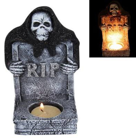 RIP Cement Tealight Holder in modern design, 15cm tall, ideal for indoor and outdoor ambiance with unique artisanal finish.