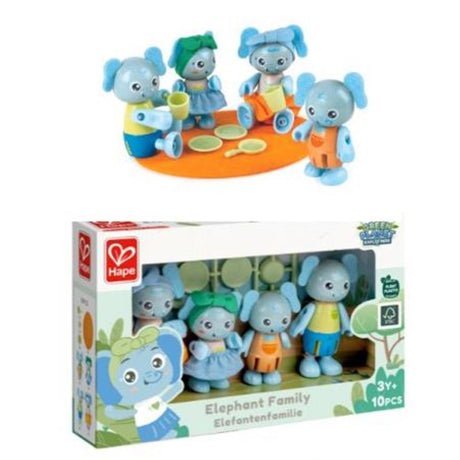 A colorful elephant family playset for kids, promoting imaginative play and wildlife conservation through eco-friendly materials.