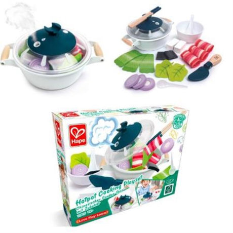 Realistic Hotpot cooking set with bubbling effects and mist for kids, inspiring culinary creativity and imaginative play.