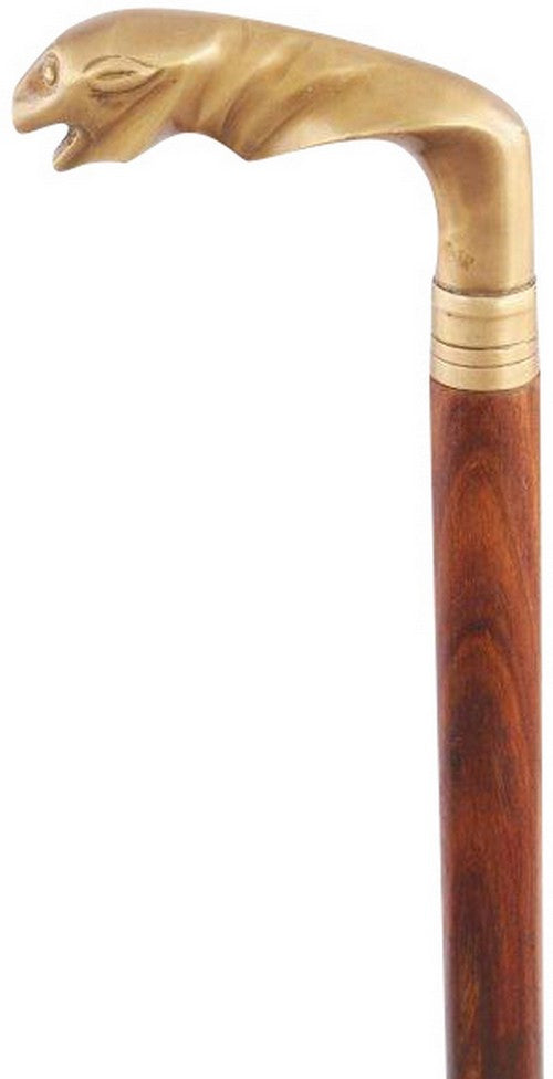 Brass Fish Head Walking Stick, 93cm long, featuring a detailed fish head handle, perfect for style and light support.