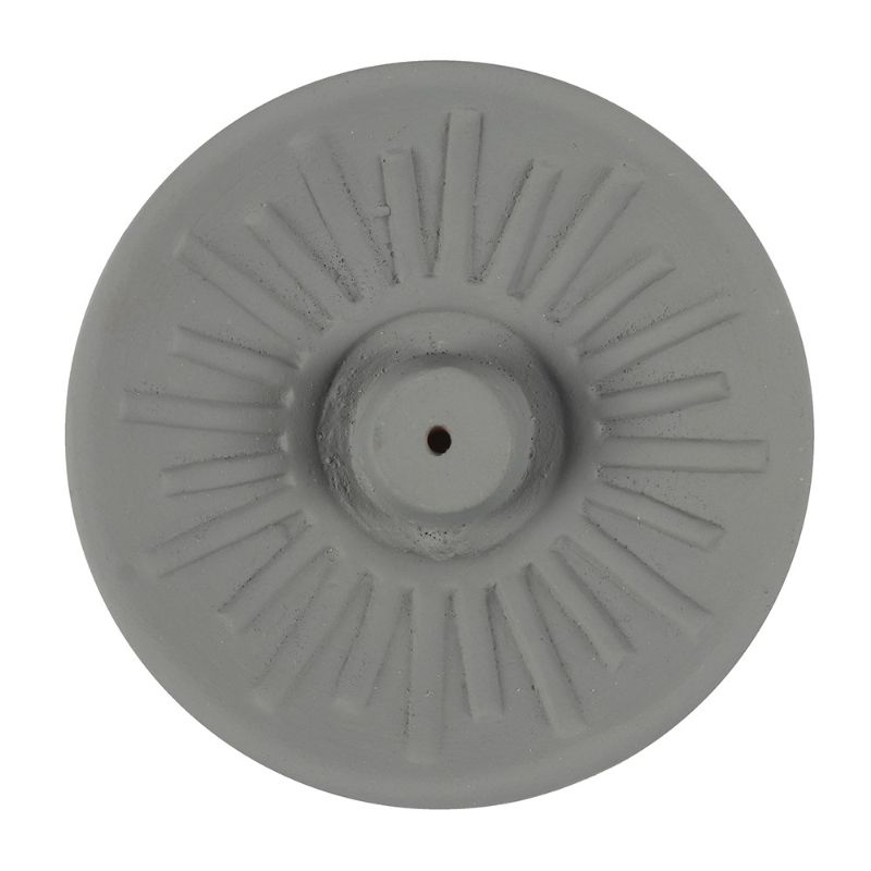 Grey Energy Terracotta Incense Plate, 2 cm high, 9 cm wide, ideal for meditation and creating a calming atmosphere.