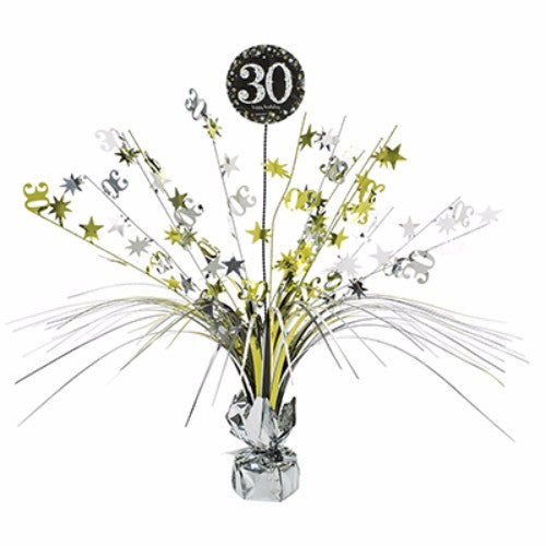 Sparkling Black 30 Happy Birthday Centrepiece