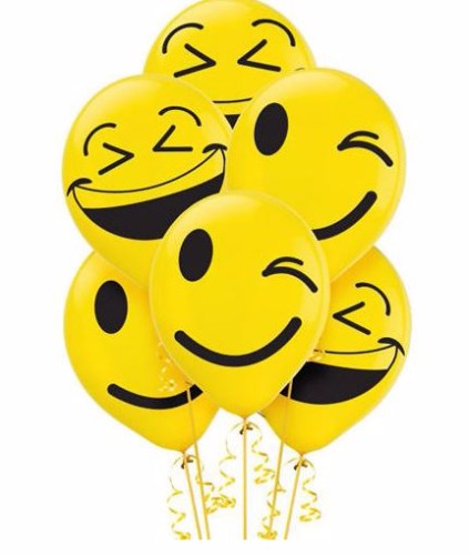 Colorful 30cm LOL Emoji latex balloons with smiley faces, perfect for parties and celebrations, pack of 6.