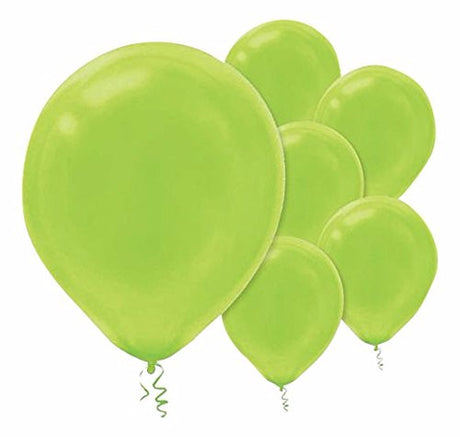 Vibrant 28cm Kiwi Lime Green latex balloons in a pack of 72, perfect for festive decorations and celebrations.
