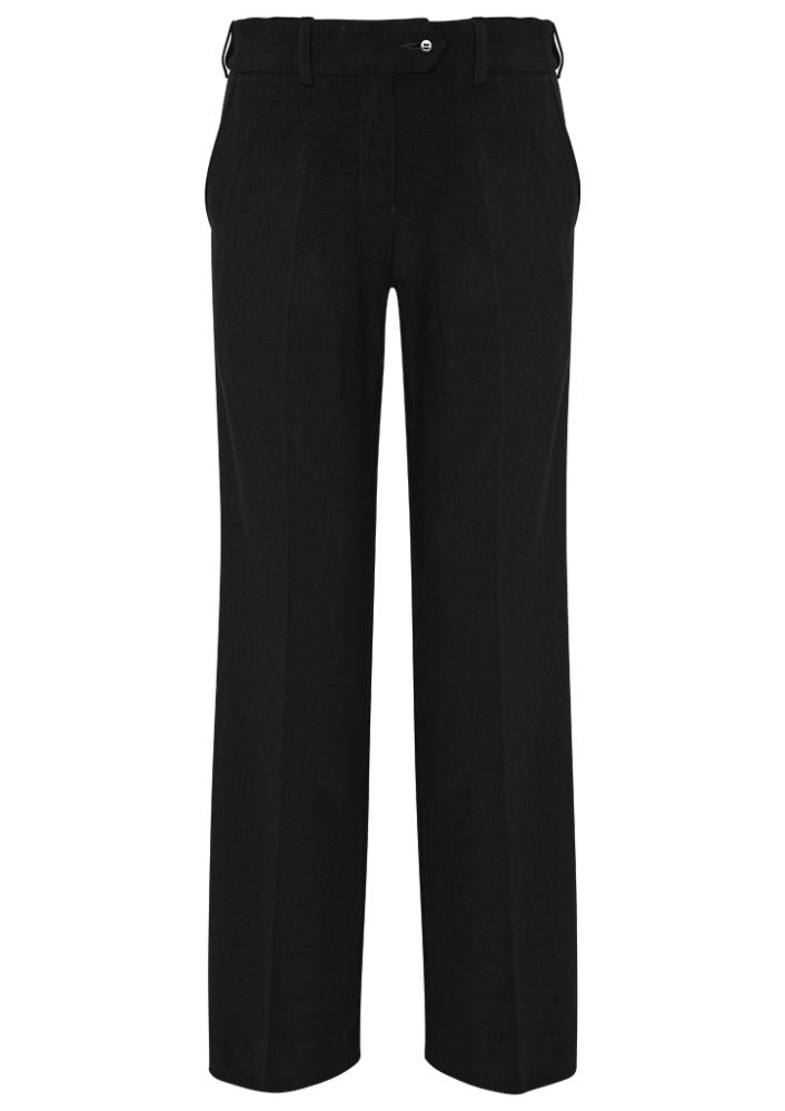 Stylish black adjustable waist pants for women, featuring deep pockets and a comfortable fit, ideal for professionals.