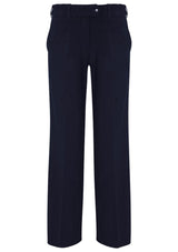 Navy adjustable waist pants for women, featuring soft fabric, deep pockets, and a tailored fit, ideal for work or casual wear.