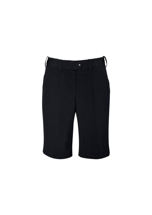 Advatex Ladies Adjustable Waist Shorts in black, featuring a hidden elastic band for comfort, perfect for healthcare professionals.