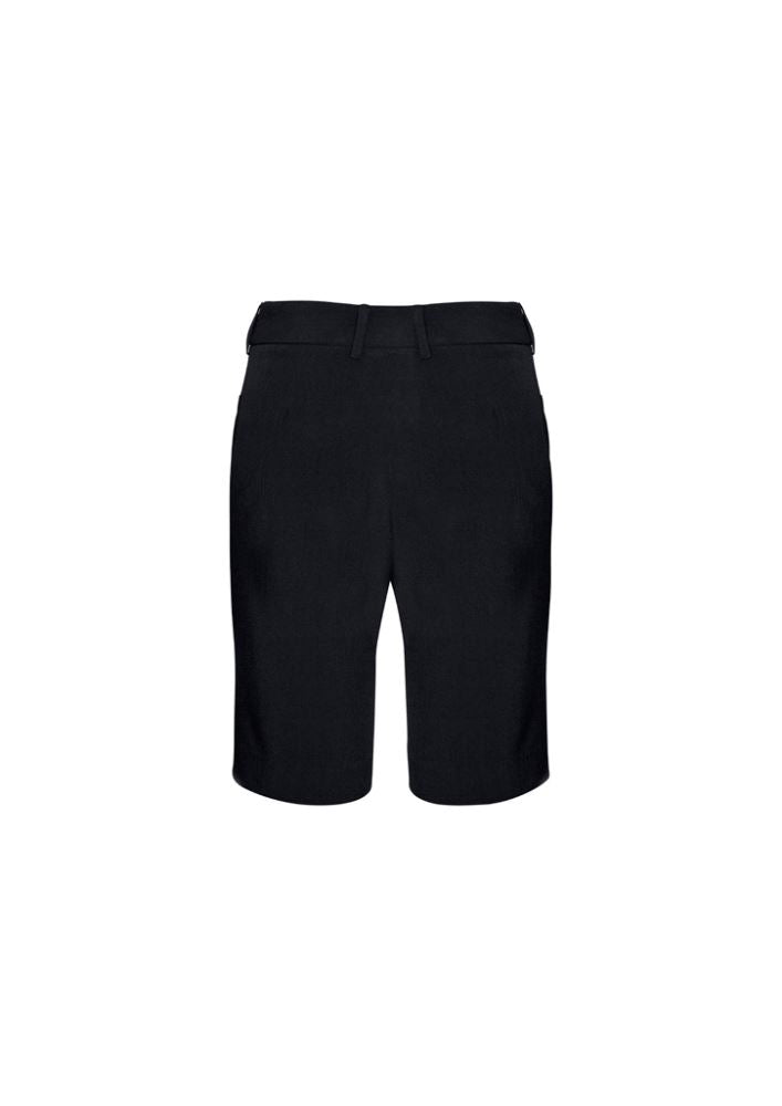 Black Advatex Ladies Adjustable Waist Shorts, size 32, featuring a hidden elastic band for comfort and versatility in any outfit.