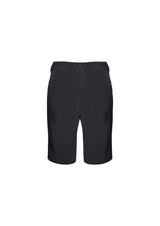 Advatex Ladies Adjustable Waist Short in Charcoal, featuring a hidden elastic band for comfort and style in professional settings.
