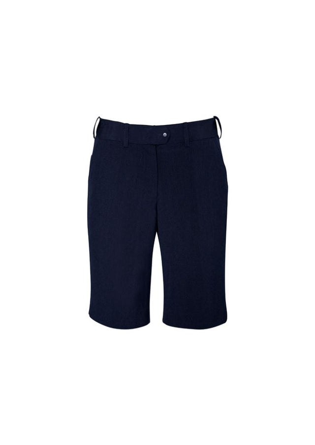 Navy adjustable waist shorts for women, size 18, ideal for healthcare professionals and versatile for casual or work wear.