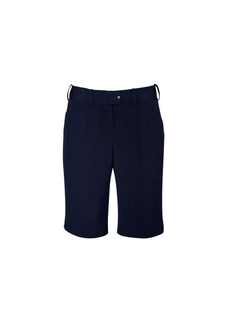 Navy adjustable waist shorts for women, featuring hidden elastic for comfort and versatility in sizes 4-32 (AUS/NZ).