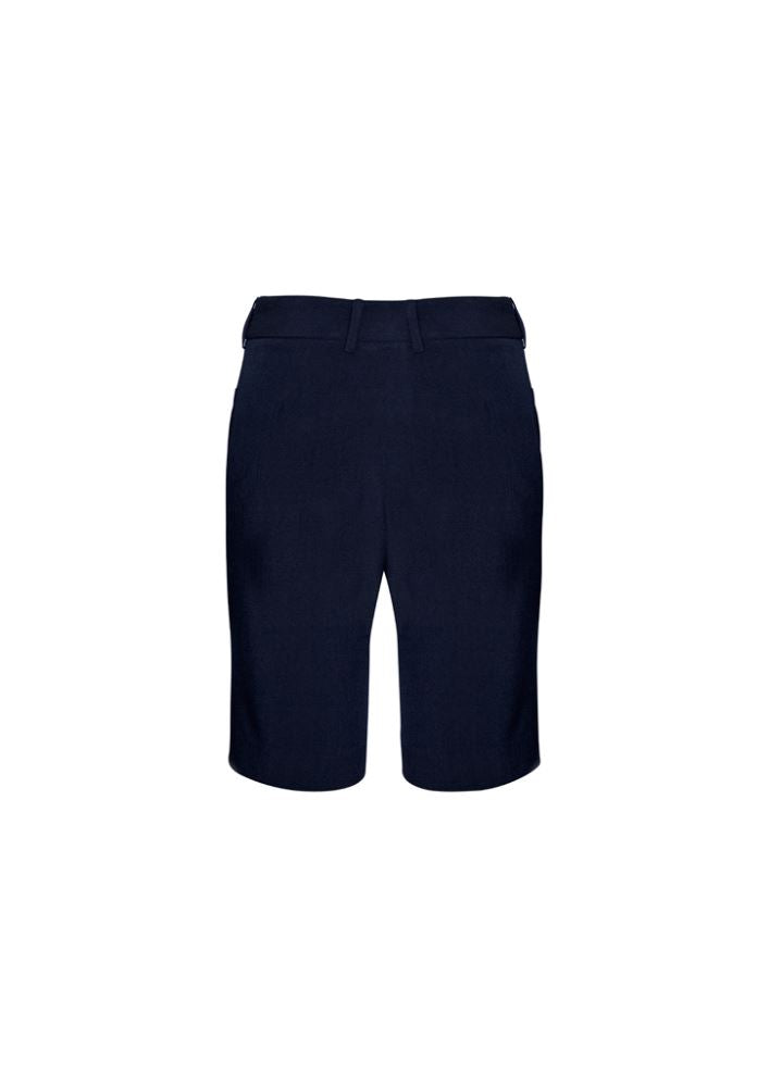 Advatex Ladies Adjustable Waist Shorts in Navy, featuring a hidden elastic band for comfort, perfect for work or casual outings.