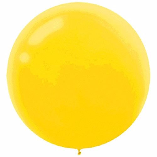 Pack of 4 large sunshine yellow round balloons, ideal for vibrant party decorations and joyful celebrations.