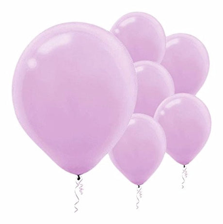 Pack of 50 premium 12cm lavender latex balloons, perfect for elegant celebrations and versatile decorations.