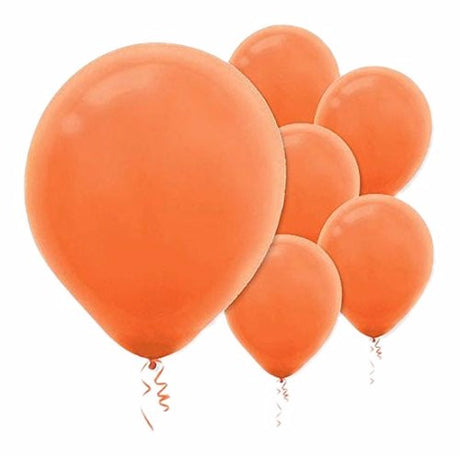 Bright 12cm orange latex balloons in a pack of 50, perfect for festive celebrations and creative decorations.