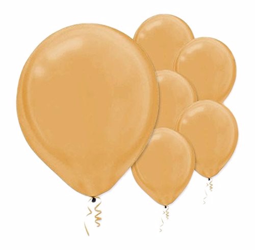 Pack of 50 metallic gold latex balloons, perfect for elegant party decorations, celebrations, and centerpieces.