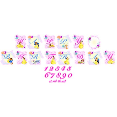 Beauty & The Beast themed banner, 3.2m long, customizable age numbers, perfect for magical birthday celebrations.
