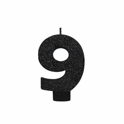 Elegant 8cm black glitter candle, perfect for cozy atmospheres and decorative accents in any space.