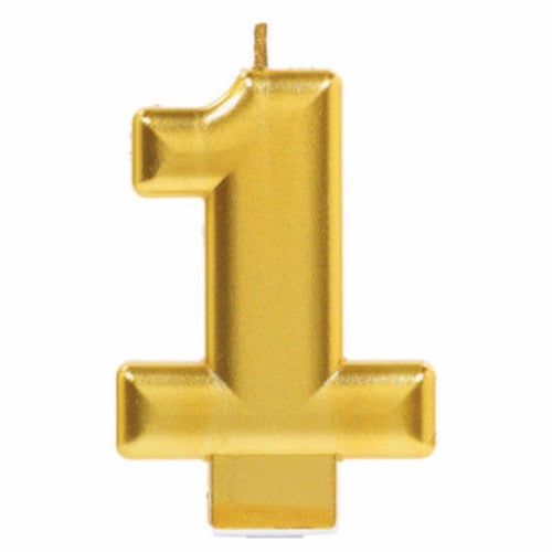 Candle Number One Gold Metallic