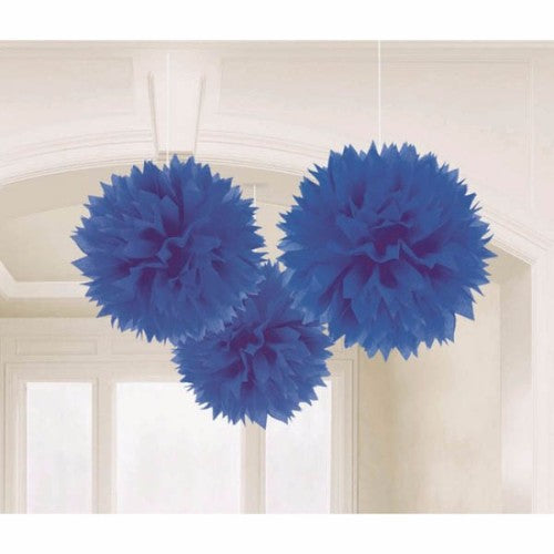 Fluffy Hanging Decorations Royal Blue - PROMO DEAL - Pack of 3