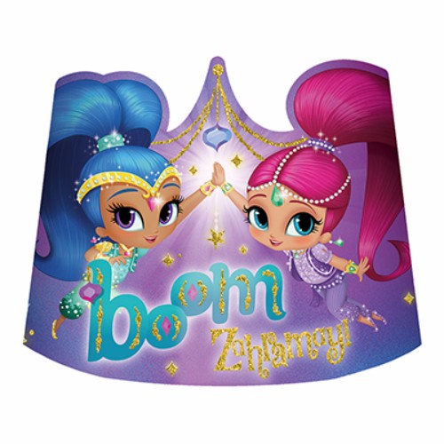 Glittered tiaras pack of 8, perfect for kids' parties, featuring elastic straps for a comfortable fit and magical sparkle.