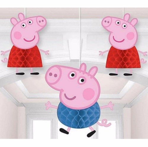 Peppa Pig Honeycomb Hanging Decorations - Pack of 3