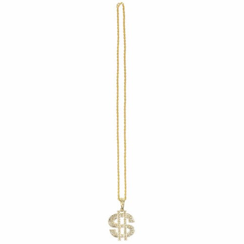 Place Your Bets Gold Dollar Sign Casino Necklace