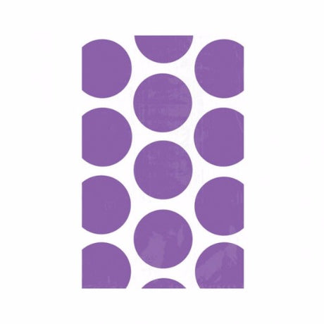 Purple and white polka dot paper favor bags, 18cm x 11cm, perfect for parties and gifting, pack of 10.