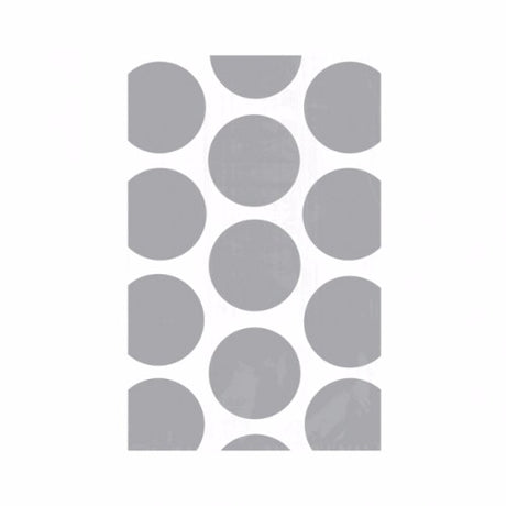 Stylish silver and white polka dot party bags, 18cm x 11cm, pack of 10, perfect for festive occasions and eco-friendly gifting.