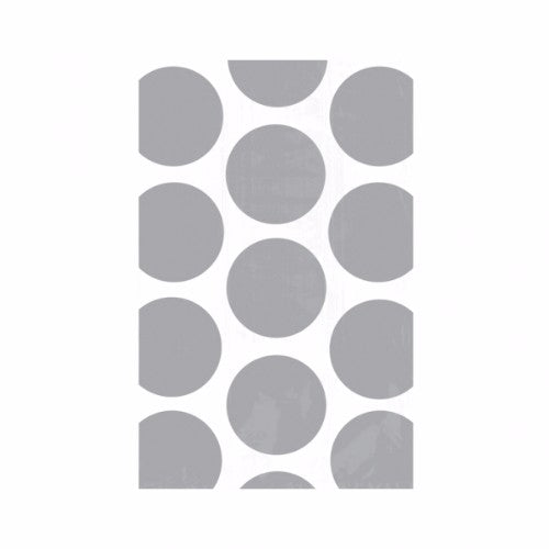 Stylish silver and white polka dot party bags, 18cm x 11cm, pack of 10, perfect for festive occasions and eco-friendly gifting.