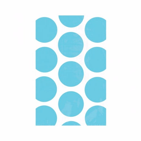 Caribbean blue party bags with white polka dots, pack of 10, perfect for treats and favors at festive occasions.
