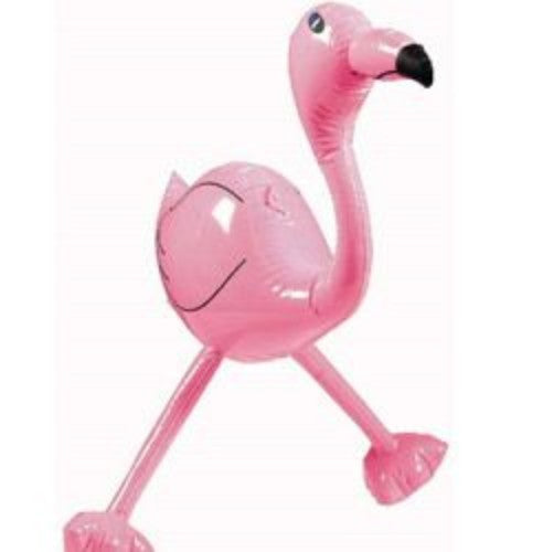 Vibrant inflatable flamingo float, 50cm high, perfect for summer fun and relaxation at pool parties or beach outings.