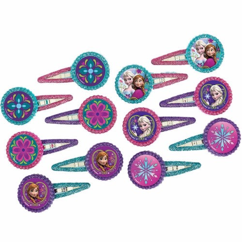 Frozen Hair Clips Favors Assorted Designs - Pack of 12