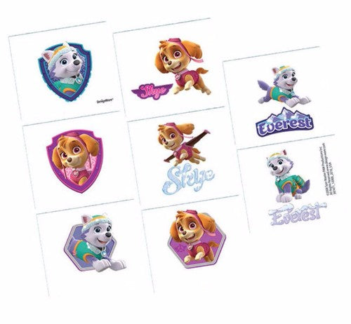 Paw Patrol Girls Tattoos Assorted Designs - Pack of 8