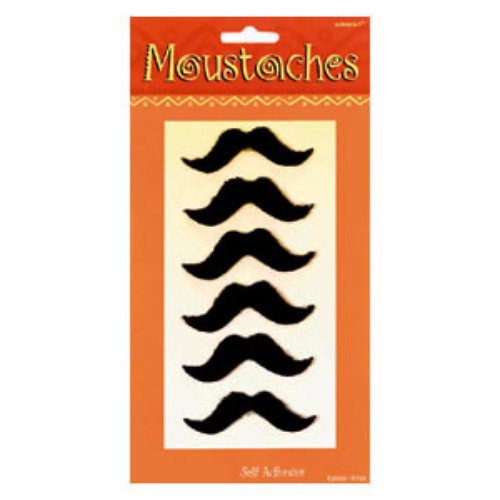 Moustaches Fiesta Self-Adhesive - Pack of 6