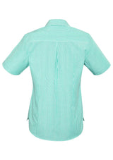 Advatex Ladies Lindsey Short Sleeve Shirt in Dynasty Green, featuring a flattering fit, chic open neck, and practical front pocket.