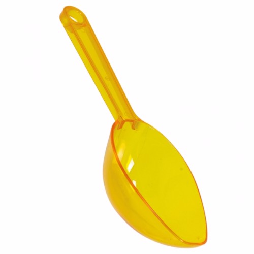 Bright Sunshine Yellow plastic scoop, 16cm, versatile for kitchen, garden, and crafts, durable and eye-catching.