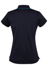 Advatex Ladies Navy/Blue Polo with a chic front pocket, crafted from 60% cotton and 40% polyester for comfort and style.