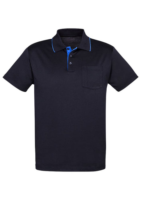 Navy/Blue Advatex Men's Swindon Polo, featuring soft fabric, breathable design, front pocket, and contemporary style.