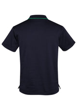 Advatex Men's Swindon Polo in Navy and Dynasty Green, featuring a modern fit, soft fabric, and a practical front pocket.
