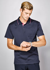 Advatex Mens Swindon Polo in Navy/White, 2XL, features a classic design, breathable fabric, and practical front pocket.