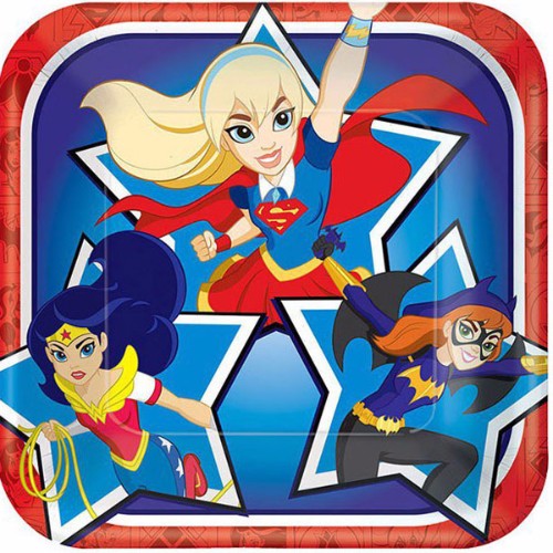 Super Hero Girls Luncheon Plates Square - Pack of 8