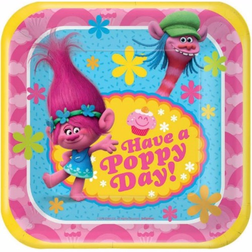 Trolls Luncheon Plates Paper Have a Poppy Day - Pack of 8