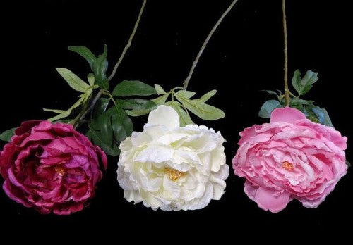 Lifelike pink peony spray, 74cm long, perfect for elegant floral arrangements and home decor.